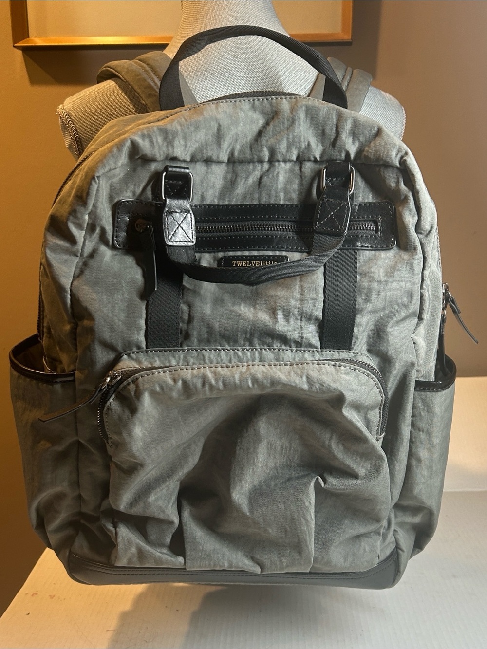 Light Gray Women's Backpack with Front Pocket and Side Pockets Dipper Bag